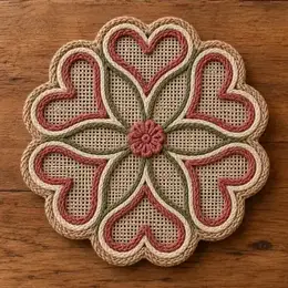 Bajoplato mandala de corazones terminado